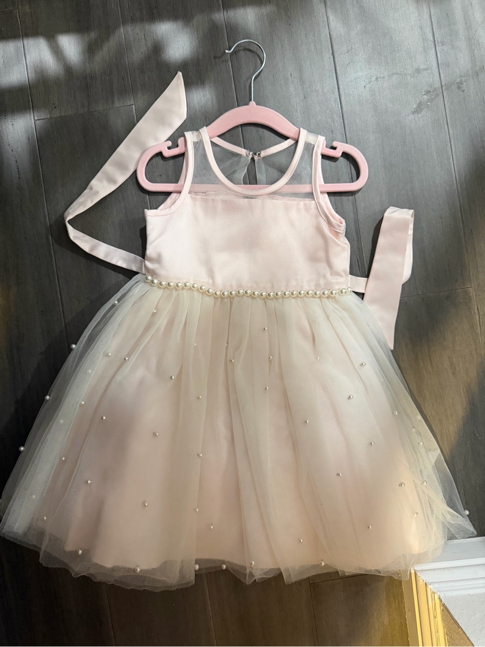 American Princess Pink and Ivory Pearl Tulle Party Dress